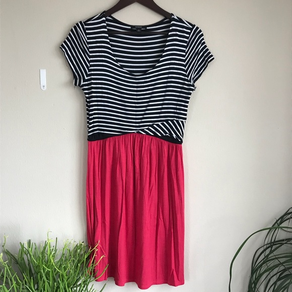 Scoop neck red and black striped dress - M - Picture 3 of 4